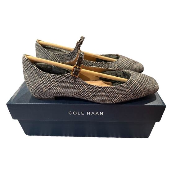 NIB Cole Haan Women's Multi Plaid Textle Bridge Mary Jane Ballet Size 6B - Picture 6 of 10